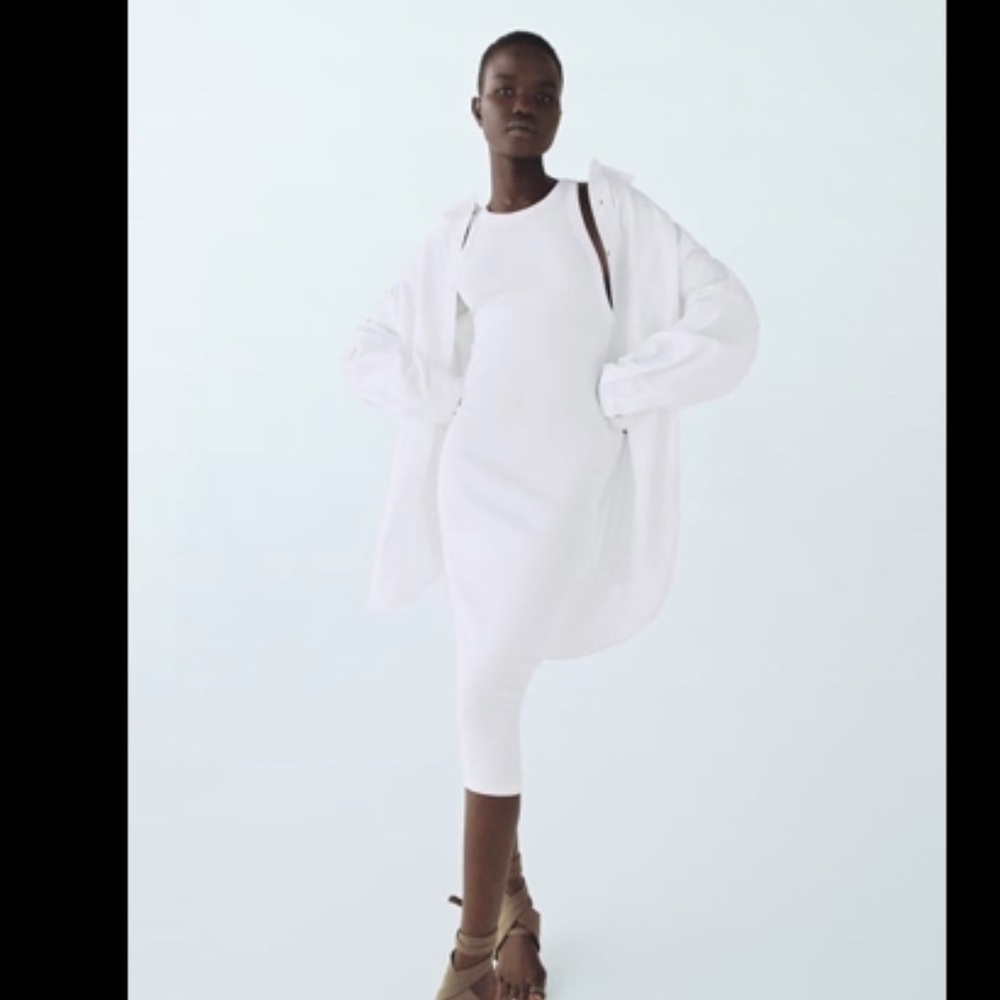 Zara ribbed white dress